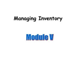 Managing Inventory