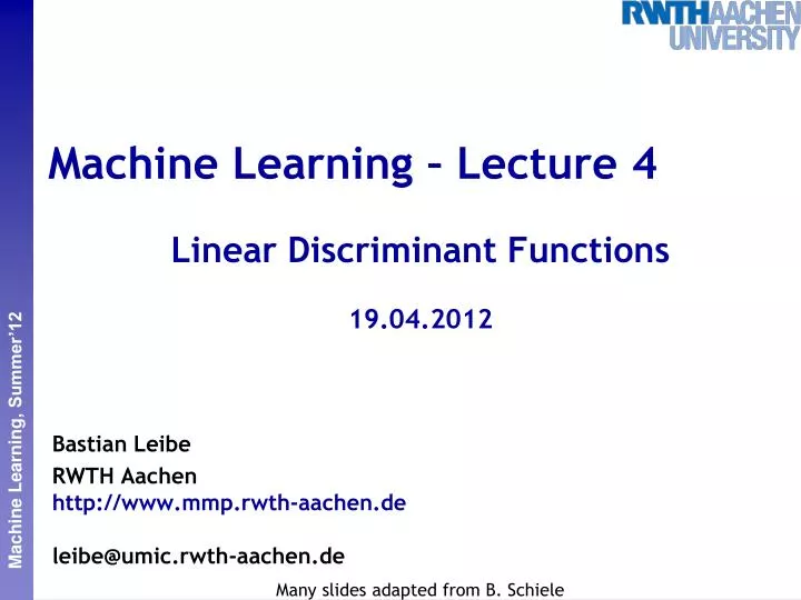 machine learning lecture 4