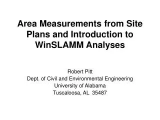 Area Measurements from Site Plans and Introduction to WinSLAMM Analyses