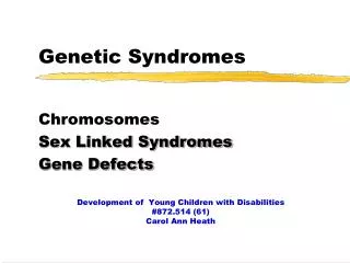 Genetic Syndromes