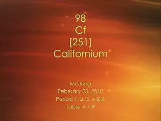 98 Cf [251] Californium