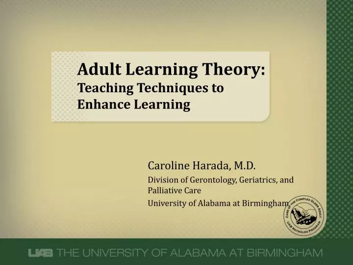 adult learning theory teaching techniques to enhance learning