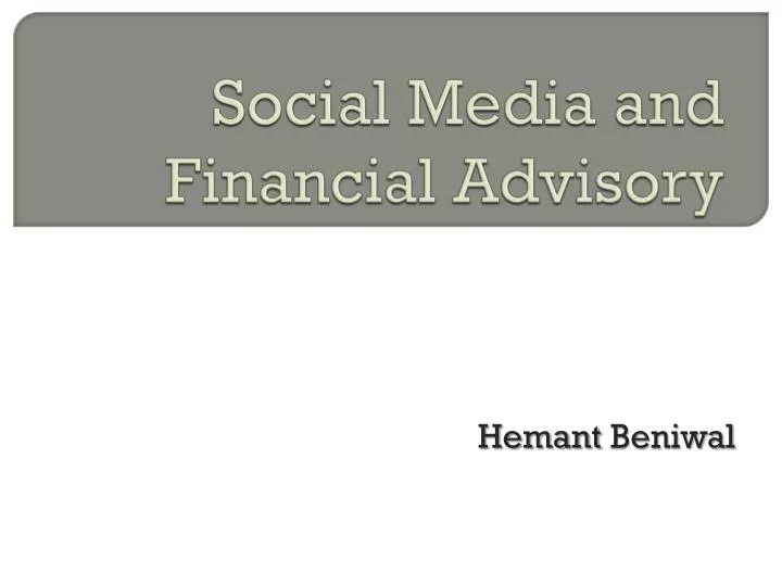 social media and financial advisory