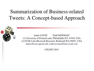 Summarization of Business-related Tweets: A Concept-based Approach
