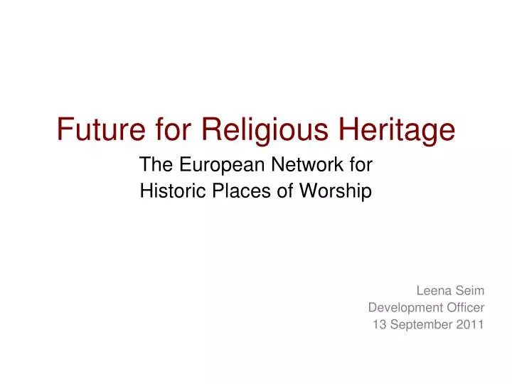 future for religious heritage
