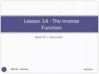 Lesson 14 - The Inverse Function