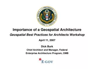 Importance of a Geospatial Architecture Geospatial Best Practices for Architects Workshop
