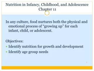 Nutrition in Infancy, Childhood, and Adolescence Chapter 11