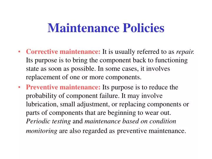 maintenance policies