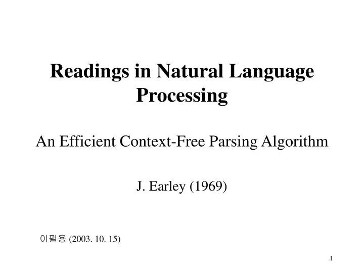 readings in natural language processing an efficient context free parsing algorithm