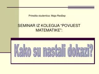 seminar iz kolegija povijest matematike