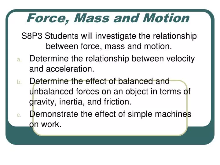 force mass and motion