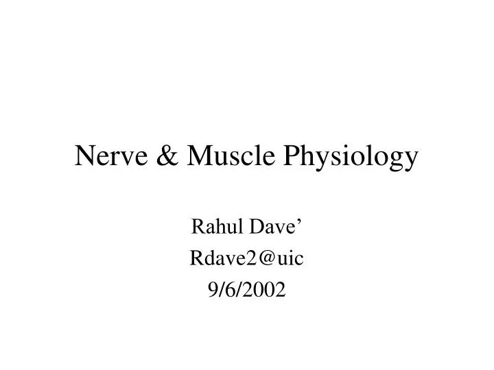nerve muscle physiology