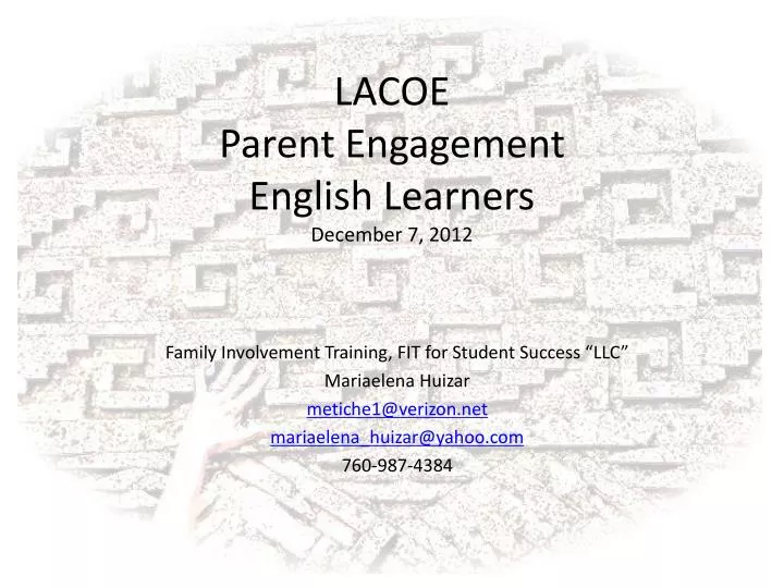 lacoe parent engagement english learners december 7 2012