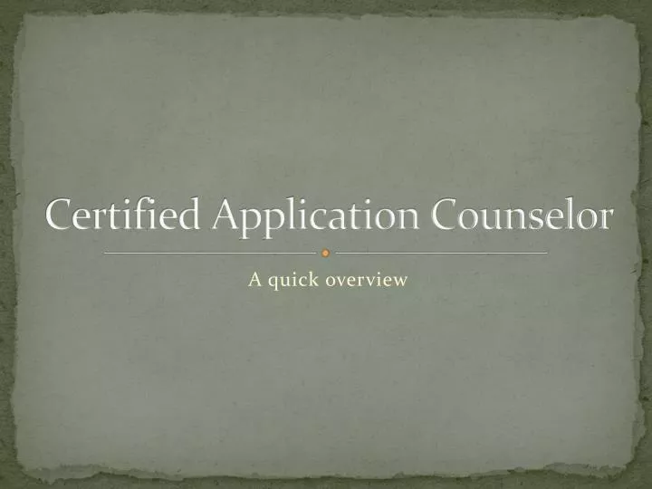 certified application counselor