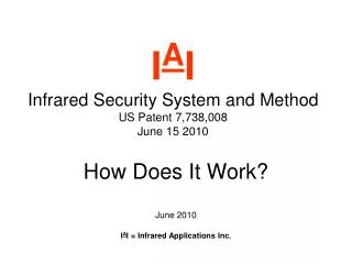 I A I Infrared Security System and Method US Patent 7,738,008 June 15 2010