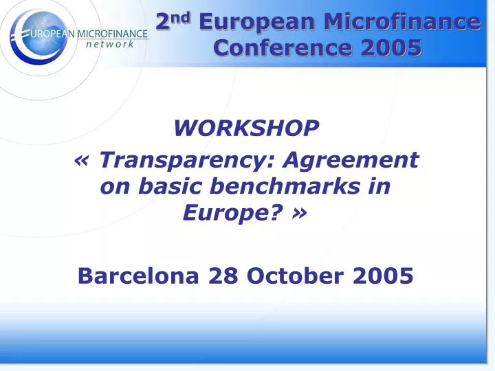 2 nd european microfinance conference 2005