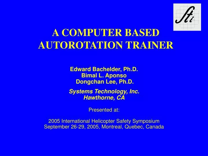 a computer based autorotation trainer