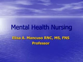 Mental Health Nursing