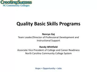 quality basic skills programs