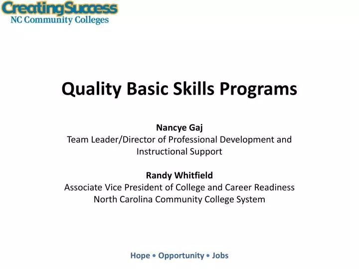 quality basic skills programs