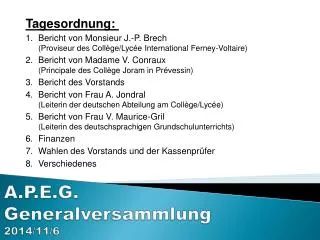 a p e g generalversammlung 2014 11 6
