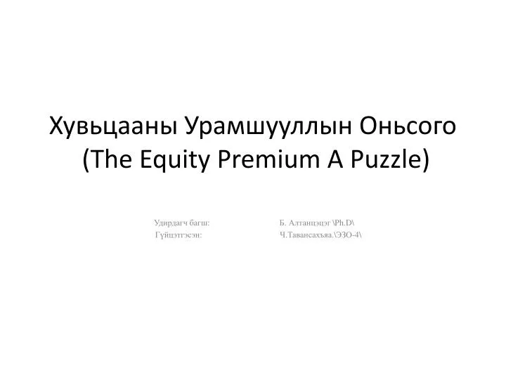the equity premium a puzzle