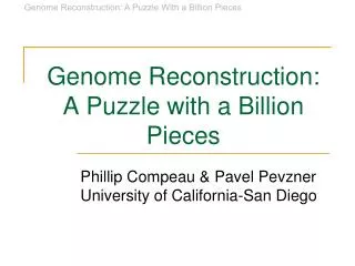 Genome Reconstruction: A Puzzle with a Billion Pieces