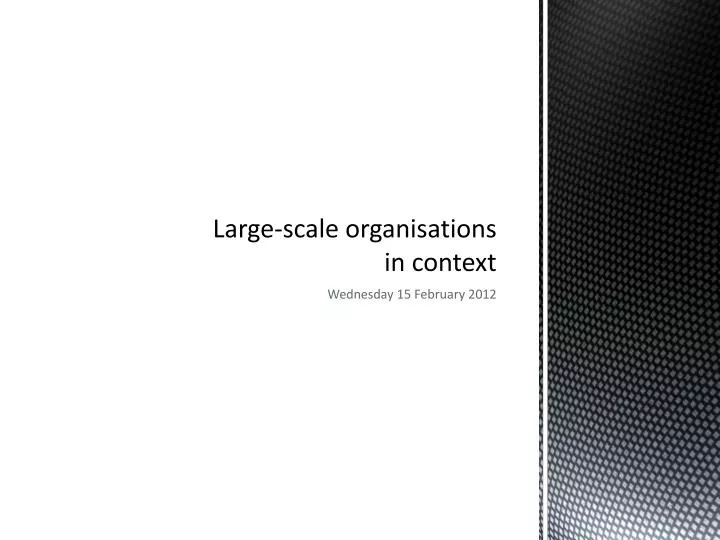 large scale organisations in context