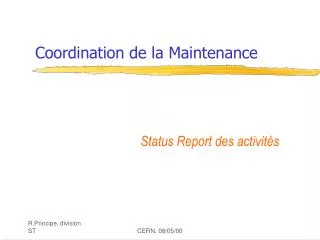 coordination de la maintenance