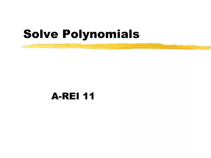 solve polynomials