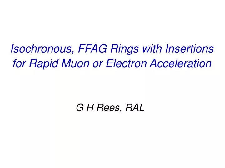 isochronous ffag rings with insertions for rapid muon or electron acceleration