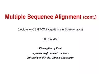 Multiple Sequence Alignment (cont.)