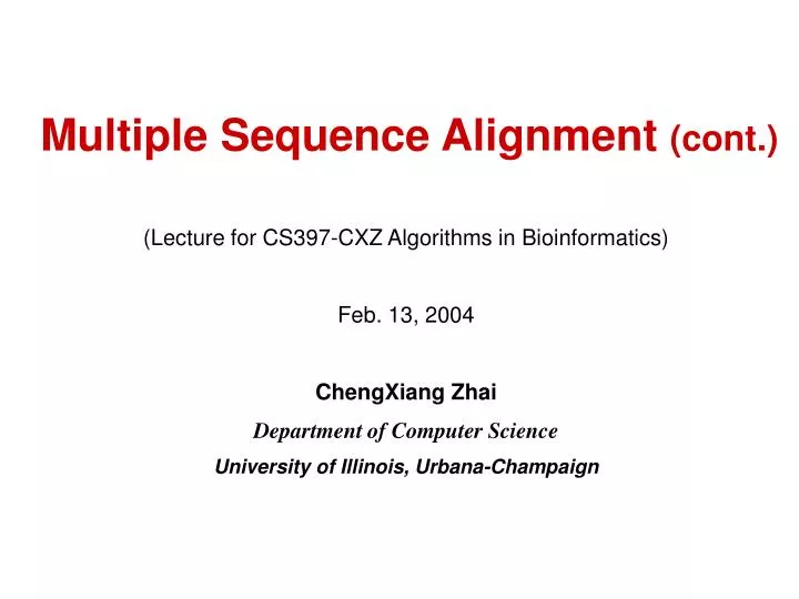 multiple sequence alignment cont