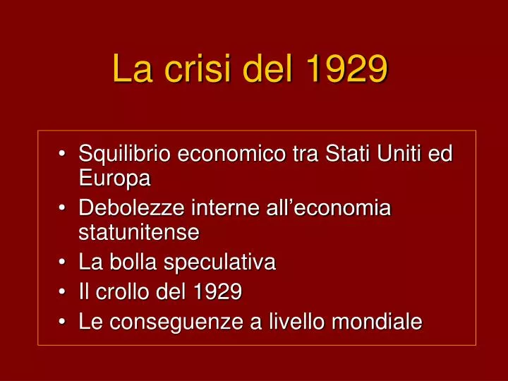 la crisi del 1929