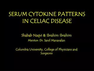 SERUM CYTOKINE PATTERNS IN CELIAC DISEASE