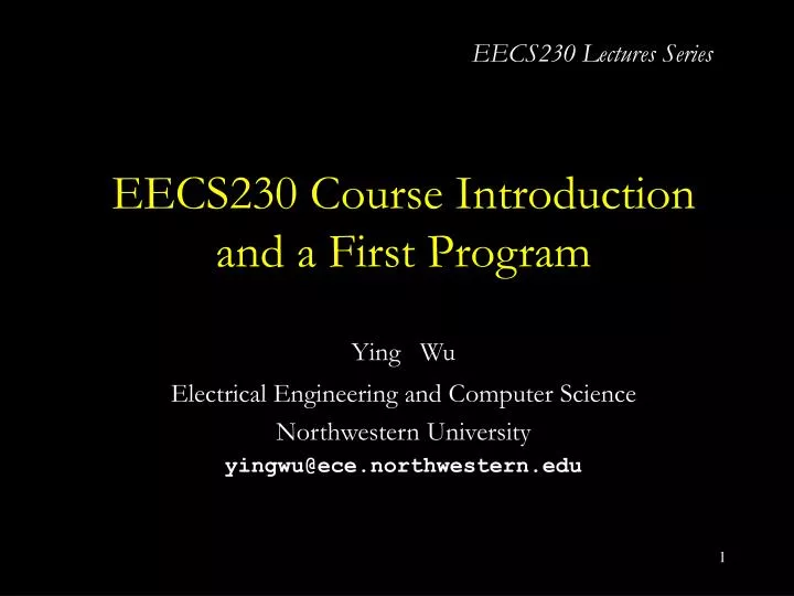 eecs230 course introduction and a first program