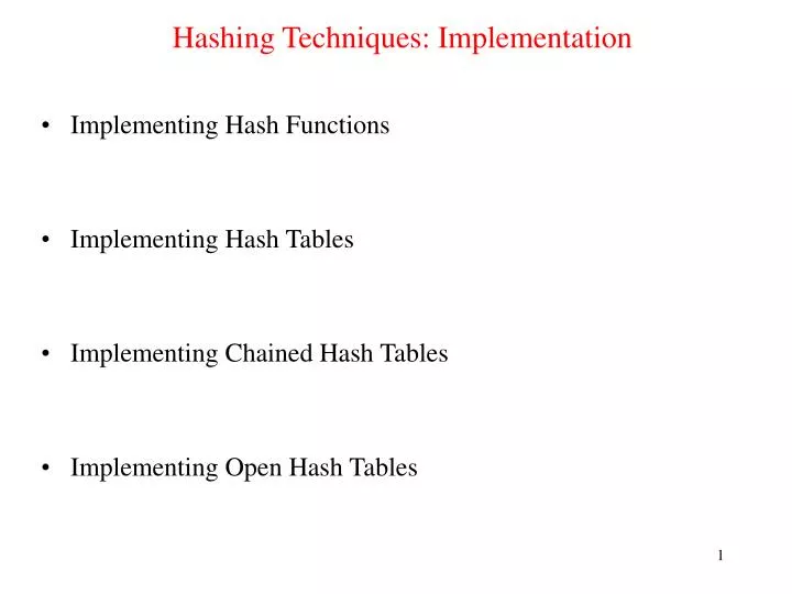 hashing techniques implementation