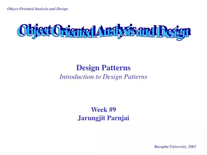 design patterns introduction to design patterns week 9 jarungjit parnjai