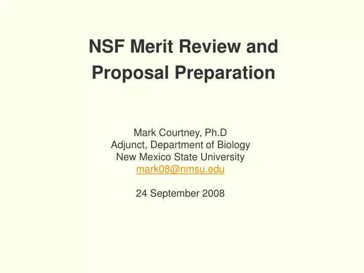 nsf merit review and proposal preparation