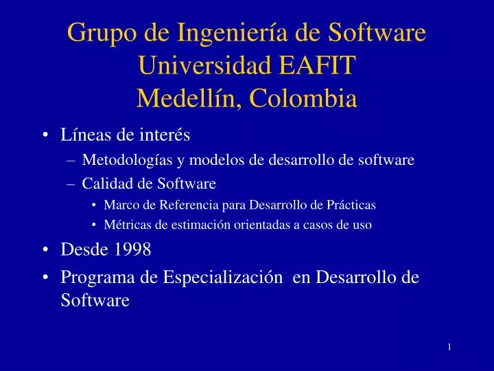 grupo de ingenier a de software universidad eafit medell n colombia