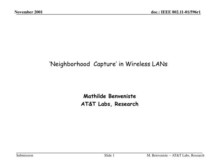neighborhood capture in wireless lans