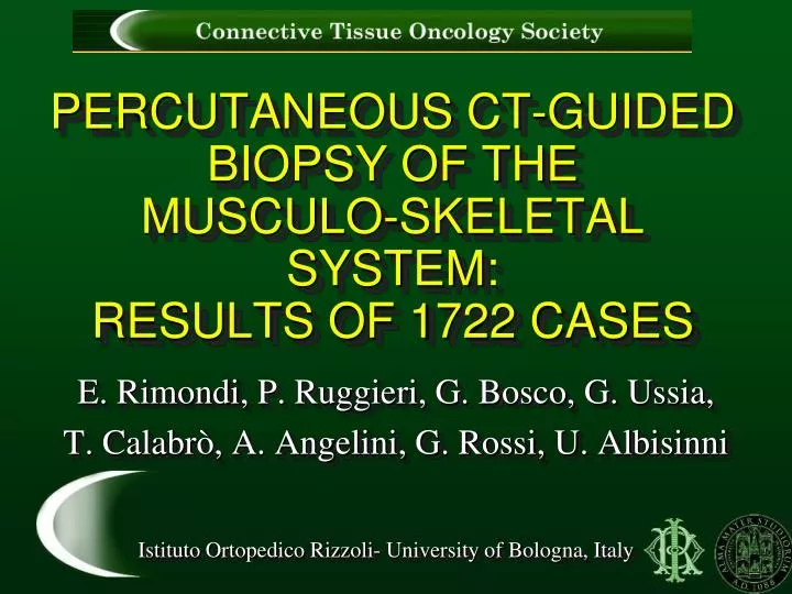 percutaneous ct guided biopsy of the musculo skeletal system results of 1722 cases