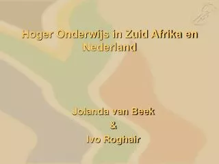 hoger onderwijs in zuid afrika en nederland