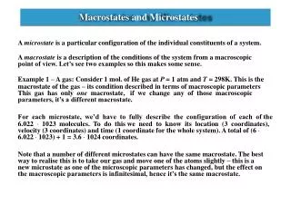 Macrostates and Microstates