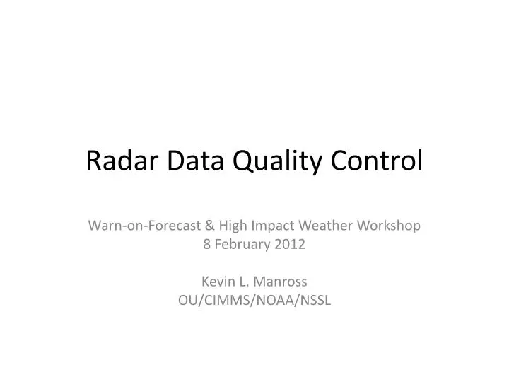 radar data quality control