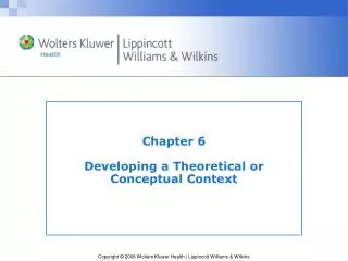 Chapter 6 Developing a Theoretical or Conceptual Context