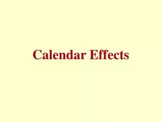 Calendar Effects