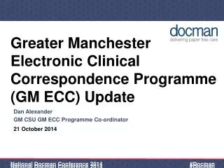 Greater Manchester Electronic Clinical Correspondence Programme (GM ECC) Update