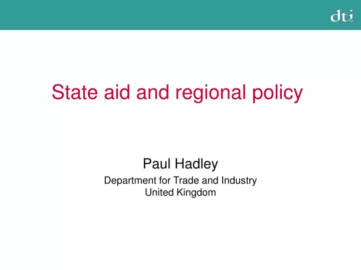state aid and regional policy